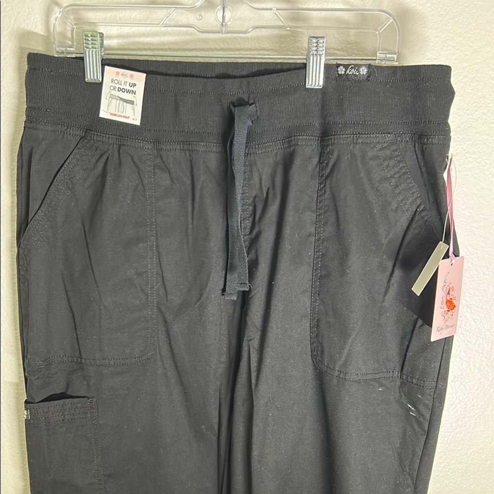 Koi Black Cargo Pants Relaxed Fit Elastic Waist